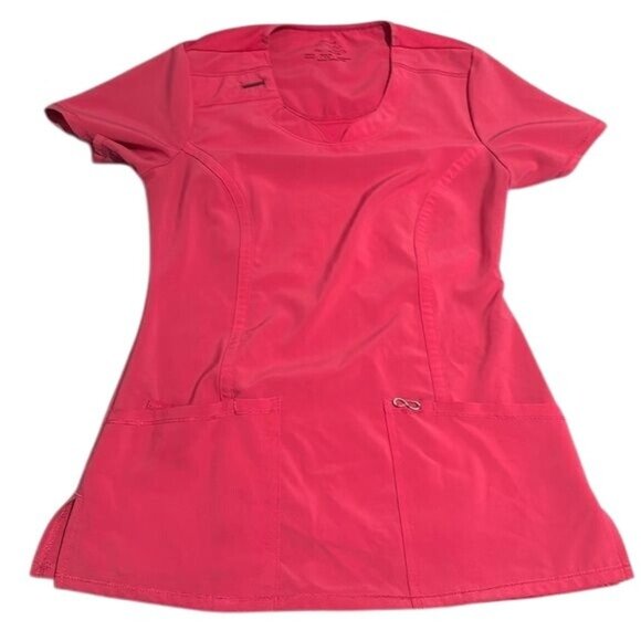 Cherokee Infinity Womens V-Neck Scrub Top S Pink Polyester Blend - Picture 1 of 5